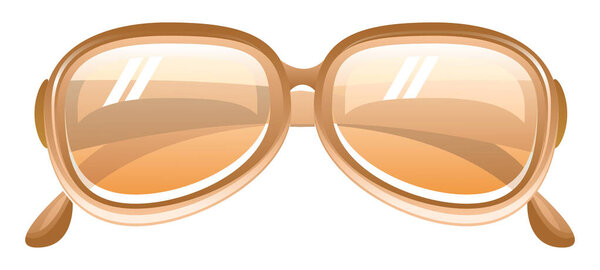 Light brown color aviator sunglasses with gold frame. Sun glasses with transparent gradient lenses. unisex style, realistic design, vector art image illustration isolated on white background