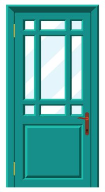 Açık ve kapalı beyaz giriş gerçekçi kapısı beyaz arka plan üzerinde izole.