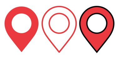 Konum veya harita simgesi simgesi seti. Konum belirleyici. Harita pin Vektörü illüstrasyonu