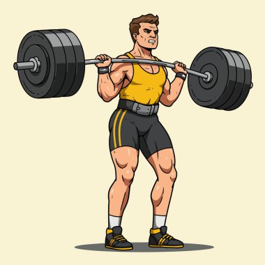 Ağırlık kaldırmaya çalışan halterci kararlı bir yüz ve atletik fiziğe sahip halterci spor ve fitness betimlemeleri için birebir..