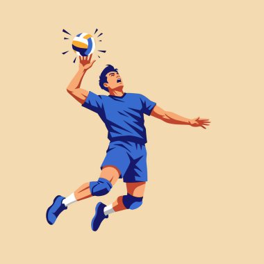 Sporcu güçlü bir şekilde atlıyor ve voleybola odaklanmış bir kararlılıkla hizmet ediyor. Spor ve aktif yaşam tarzı görselleri için harika..