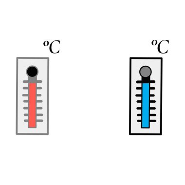 Termometre simgesi veya sıcak ve soğuk sıcaklık sembolü, vektör ve illüstrasyon