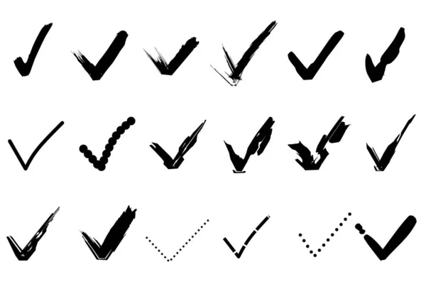 Marque Conjunto Ícones Marcas Verificação Coleção Símbolos Marca Verificação Simples —  Vetores de Stock