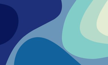 Pürüzsüz mavi ve gök mavisi eğimli soyut tasarım, akışkan eğriler ve sakin, minimalist estetik