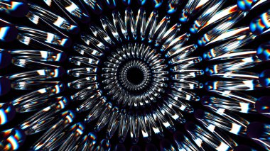 Bahar veya spiral cam soyut geometri 3 boyutlu. 3B illüstrasyon oluşturucu.