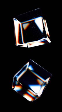 Cam küp soyut geometri 3 boyutlu. 3B illüstrasyon oluşturucu.