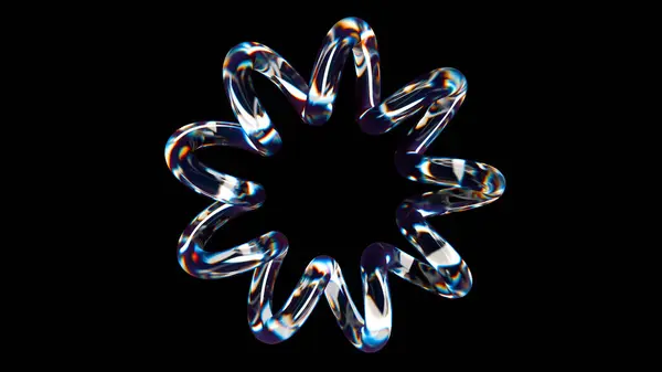 Bahar veya spiral cam soyut geometri 3 boyutlu. 3B illüstrasyon oluşturucu.