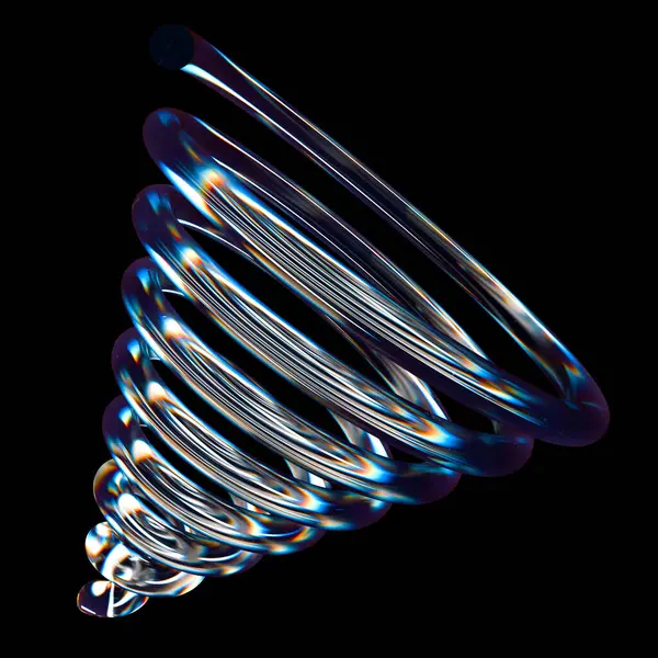 Bahar veya spiral cam soyut geometri 3 boyutlu. 3B illüstrasyon oluşturucu.