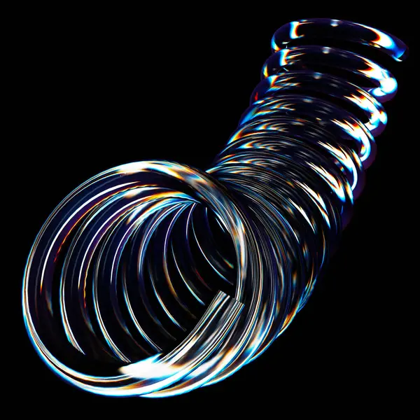 Bahar veya spiral cam soyut geometri 3 boyutlu. 3B illüstrasyon oluşturucu.