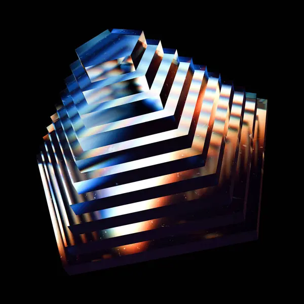 Cam piramit geometrisi 3 boyutlu. 3B illüstrasyon oluşturucu.