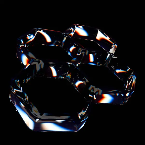 Camdan bal petekleri, altıgen geometri 3 boyutlu. 3B illüstrasyon oluşturucu.