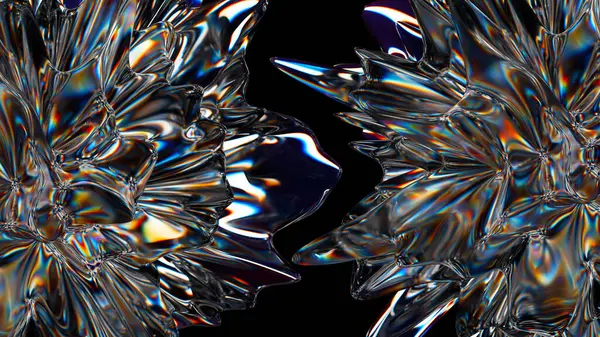 Cam soyut geometri 3 boyutlu. 3B illüstrasyon oluşturucu.