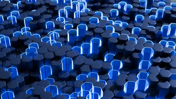 3D background. Dynamic background with hexagons separated by height. In a modern 3D style.