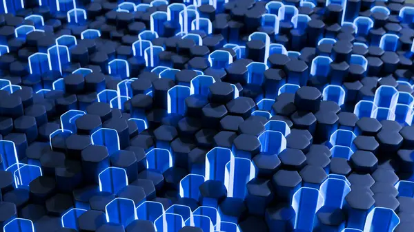 3D background. Dynamic background with hexagons separated by height. In a modern 3D style.