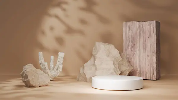 Taşlar ve altın elementler. Gösteri için podyum. Tasarım şablonu. Boş sahne gösterimi sahnesi boş sahne ile.