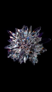 3d soyut sanat video animasyonu sürreal cam nesne deformasyon dönüşüm süreci ile izole edilmiş siyah arkaplan üzerinde gökkuşağı renk spektrum prizma etkisi