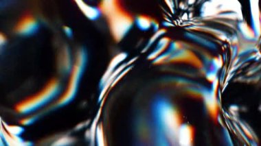 3d soyut sanat video animasyonu sürreal cam nesne deformasyon dönüşüm süreci ile izole edilmiş siyah arkaplan üzerinde gökkuşağı renk spektrum prizma etkisi
