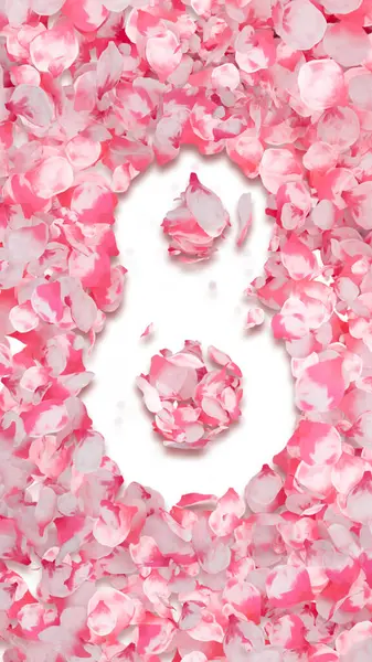 Gül yapraklarından yapılmış Uluslararası Kadınlar Günü için arka plan. Mutlu Kadınlar Günü. 8 Mart pankart resmi.