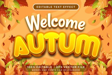 Sonbahar 3d metin efektini ve sonbahar yapraklarıyla düzenlenebilir metin efektini karşılayın
