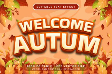 Sonbahar 3d metin efektini ve sonbahar yapraklarıyla düzenlenebilir metin efektini karşılayın