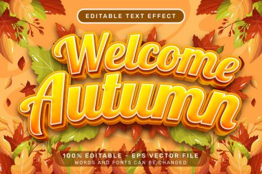 Sonbahar 3d metin efektini ve sonbahar yapraklarıyla düzenlenebilir metin efektini karşılayın