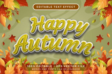 Sonbahar 3d metin efektini ve sonbahar yapraklarıyla düzenlenebilir metin efektini karşılayın