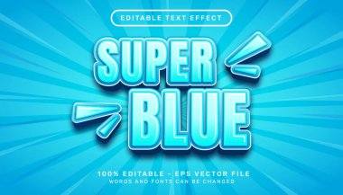 süper mavi 3d metin efekti ve düzenlenebilir metin efekti