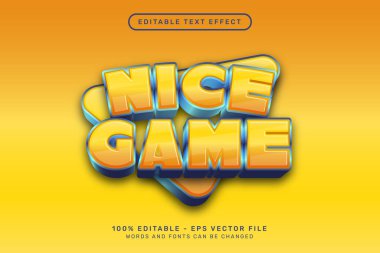 Mavi renkli 3d metin efekti ve düzenlenebilir metin efekti olan güzel oyun metni