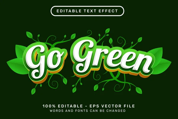 Grön Text Effekt Med Blad Prydnad Text Effekt Och Redigerbar — Stock vektor