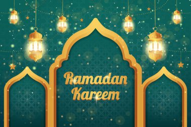 Altın fenerli Ramazan kareem arka planı