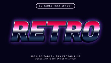retro 3d metin efekti ve ışık retro rengi ile düzenlenebilir metin efekti