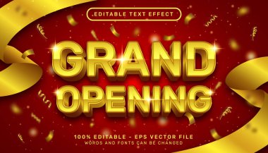 Büyük açılış 3d düzenlenebilir metin efekti altın rengi