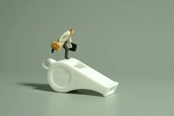 Persone Miniatura Giocattolo Figura Fotografia Illustrazione Del Concetto Informatore Uomo — Foto Stock