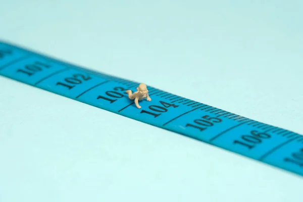 Miniatur Winzige Menschen Spielzeugfigur Fotografie Kinderwachstumsperiode Konzept Ein Neugeborenes Das — Stockfoto