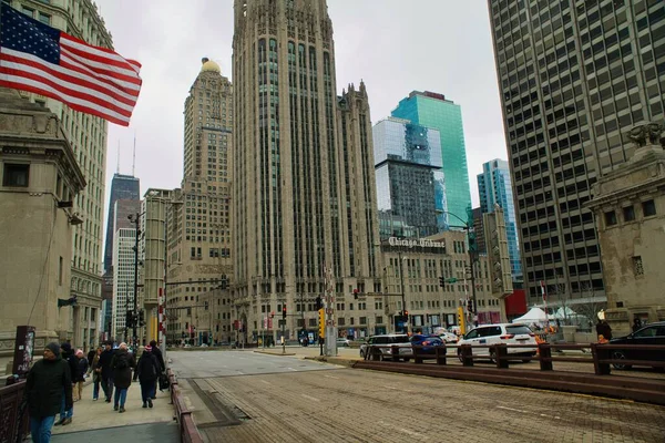 Чикаго Иллинойс Апреля 2023 Панорамный Вид Центр Чикаго Реку — стоковое фото
