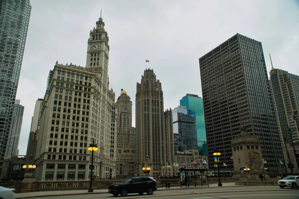 Чикаго Иллинойс Апреля 2023 Панорамный Вид Центр Чикаго Реку — стоковое фото
