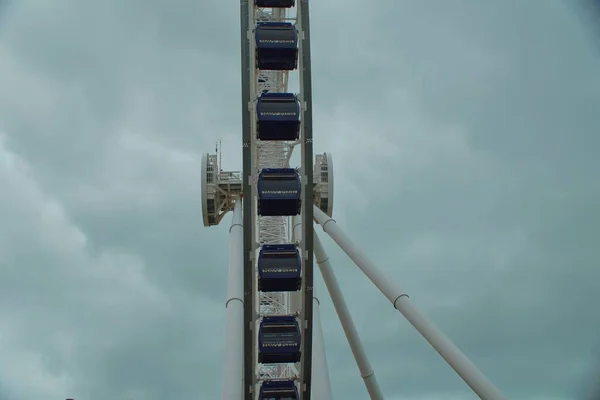 Chicago April 2023 Ferris Wheel Navy Pier Холодний Хмарний День — стокове фото