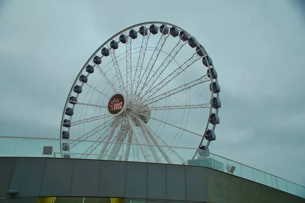 Chicago Dubna 2023 Ferris Wheel Navy Pier Cold Cloudy Day — Stock fotografie