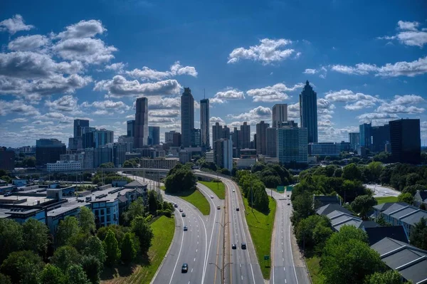 Panoramatický Pohled Panorama Atlanty Mostu Jackson Street Atlantě — Stock fotografie