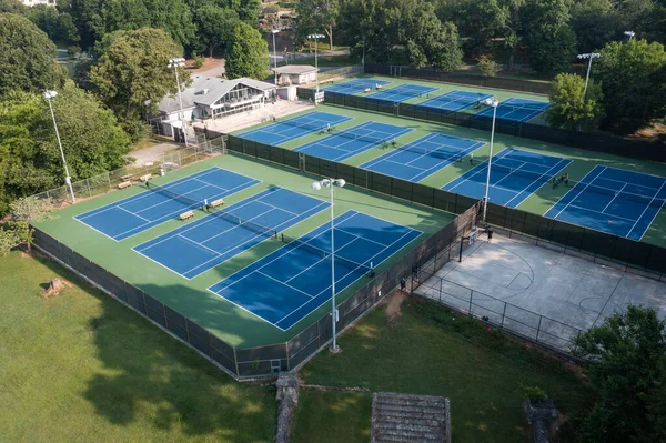 Vue Aérienne Des Courts Tennis Dans Piémont Park Une Zone — Photo