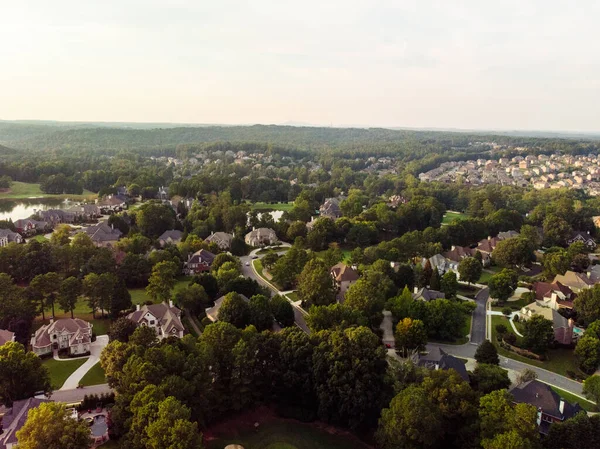 Panorama Luftaufnahme Einer Schönen Unterabteilung Einem Gehobenen Viertel Georgia Usa — Stockfoto