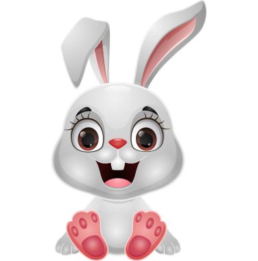 Beyaz arka planda şirin tavşan çizgi filminin vektör çizimi