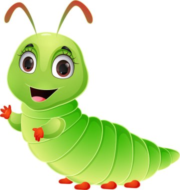 Vector Illustration of Happy caterpillar cartoon on white background clipart