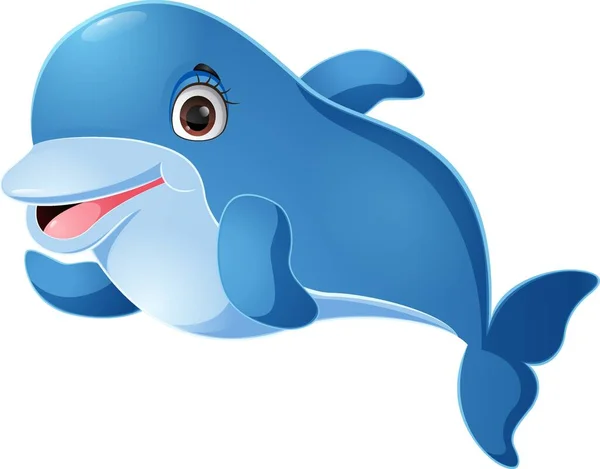 Vektorové Ilustrace Roztomilé Delfíní Karikatury Bílém Pozadí — Stockový vektor