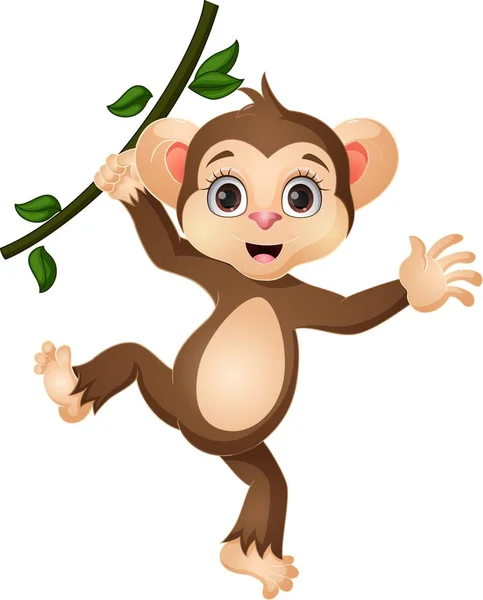 desenho animado bebê macaco escalando galho de árvore 8387095 Vetor no  Vecteezy