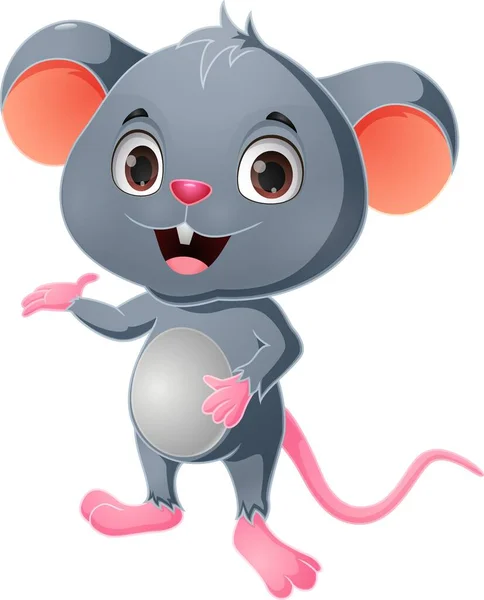 Vektor Illustration Der Niedlichen Kleinen Maus Cartoon Präsentiert — Stockvektor