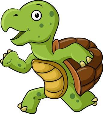 Vector Illustration of Cute turtle running on white background