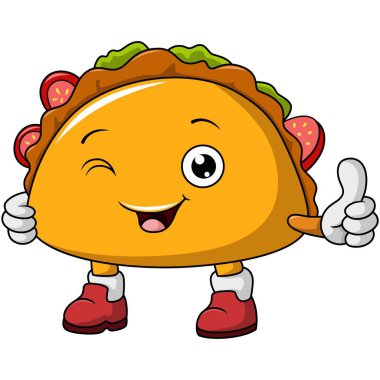 Vector Illustration of Cute taco cartoon character giving thumbs up