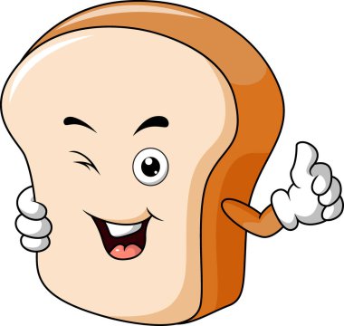 Vector Illustration of Cute bread cartoon character giving thumb up