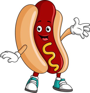 Vector Illustration of Cute hot dog cartoon mascot character